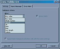 Data Validation dialogue