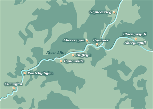 Map of Villages in the Afan Valley