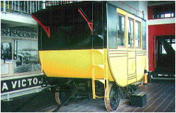 A replica of Simon Llewellyn's horse drawn carriage