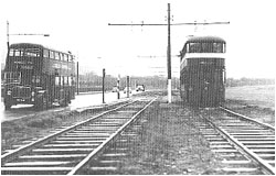 A Mumbles Train alongside a South Wales double-decker bus